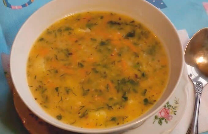 Суп с зелёным горошком консервированным