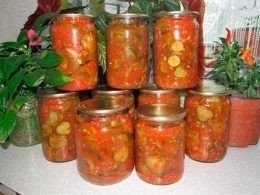 Огурцы резаные в томатной заливке на зиму